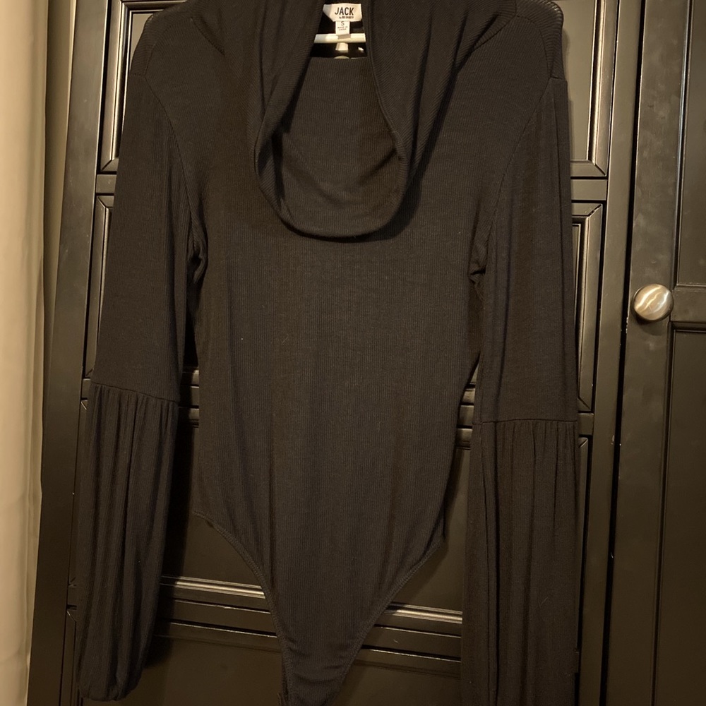 Black cowl neck bodysuit/open back - Small